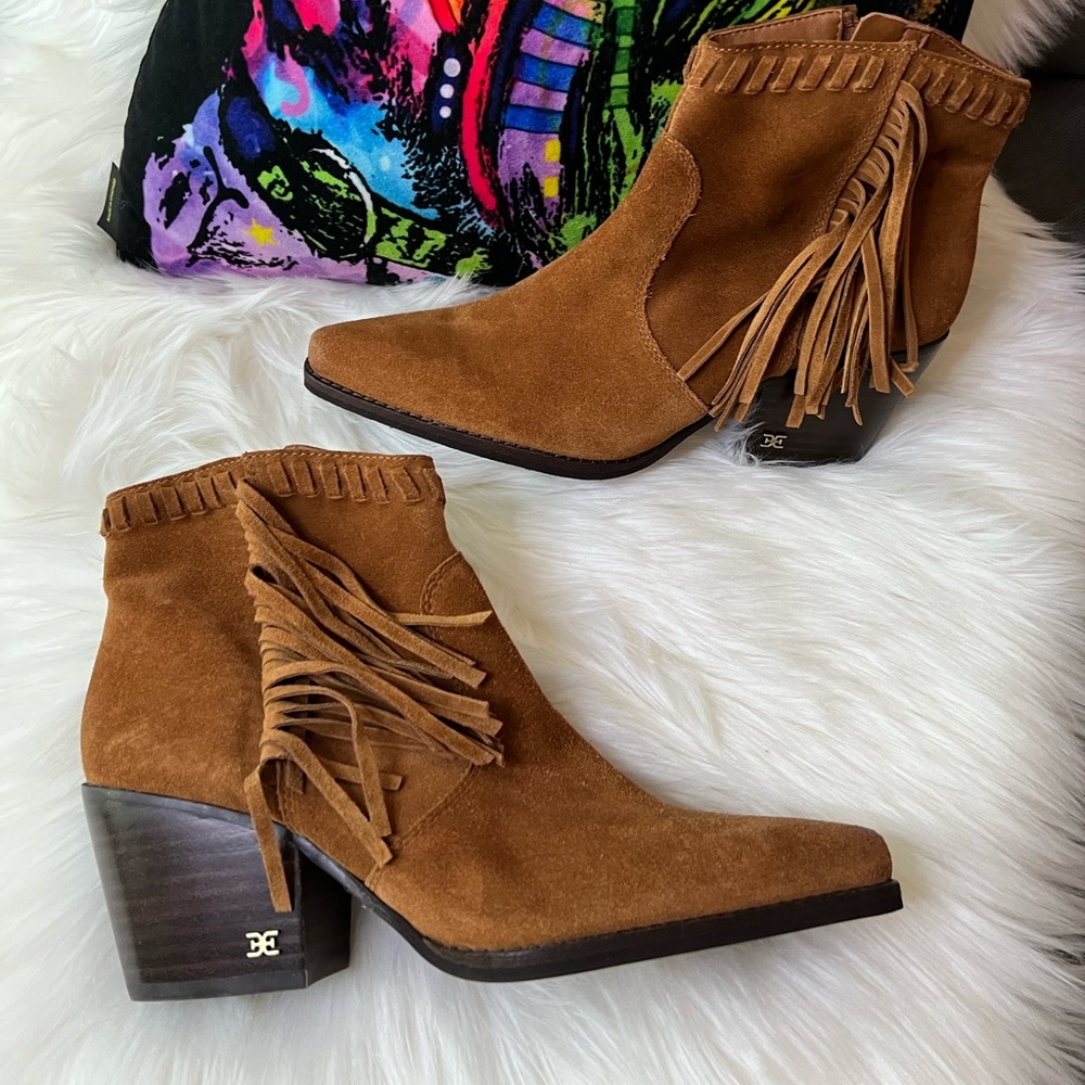 Sam Edelman Willice Fringe Suede Booties